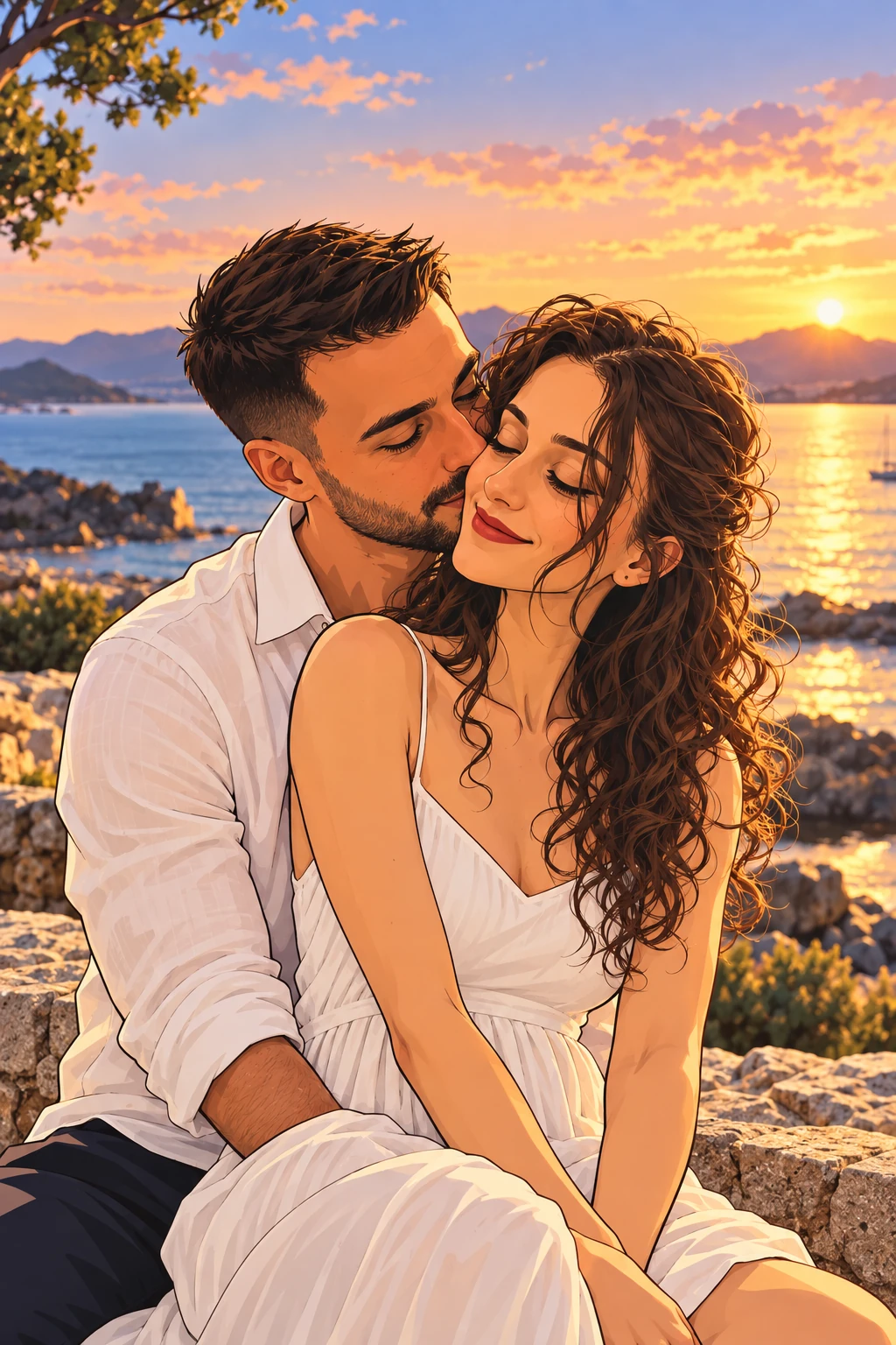 Illustration von Gessica und Luca am See